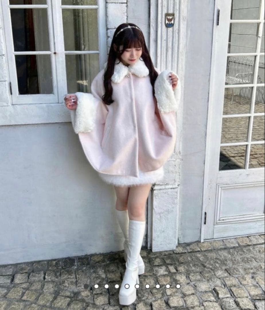 evelyn ビジューポンチョコート　ピンク