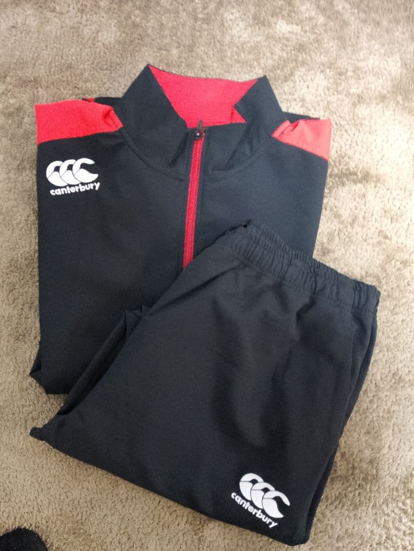 カンタベリーcanterbury ウォームアップウェア セット 黒/赤5L