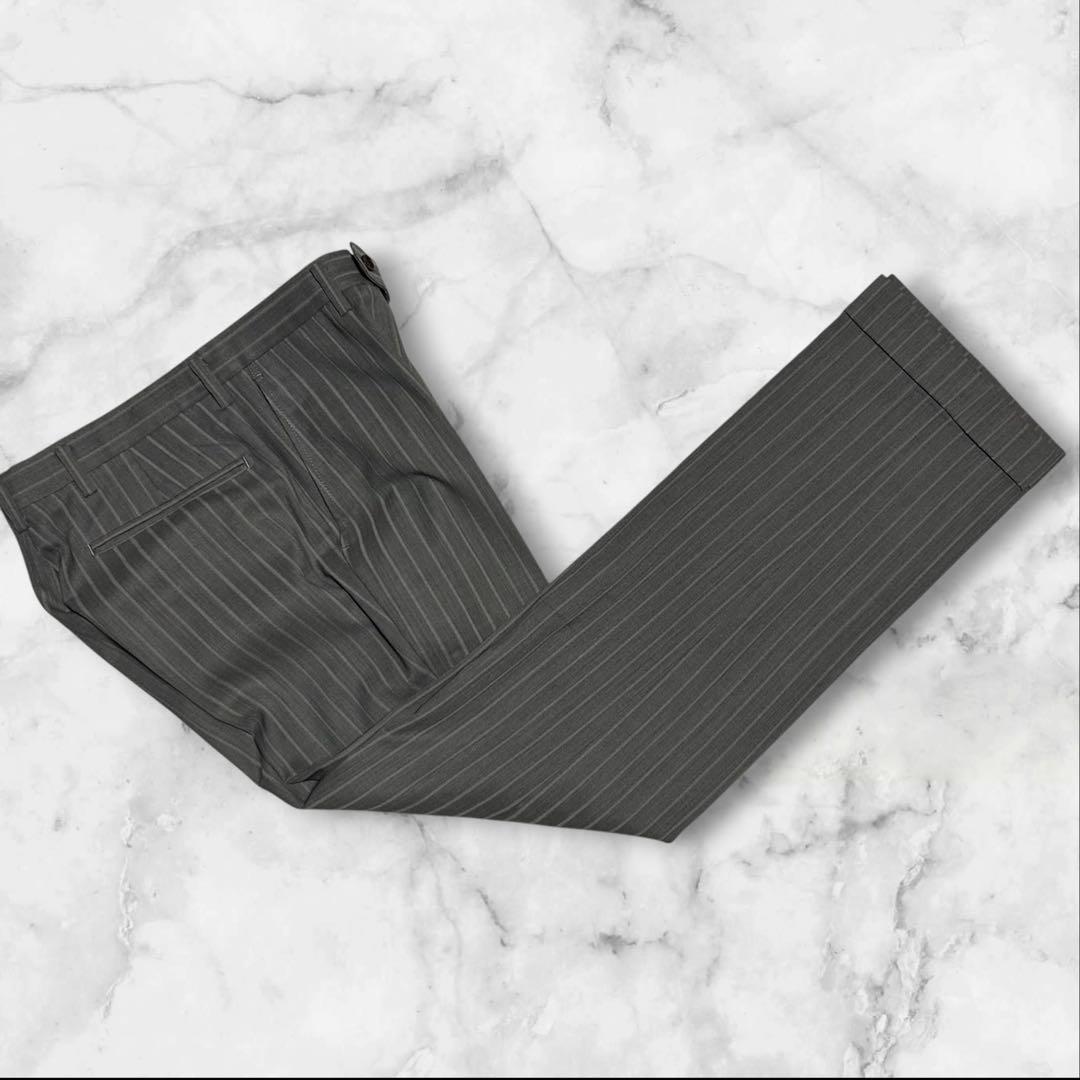 【美品】パーソンズ スーツ スリーピース グレー　ストライプ S相当