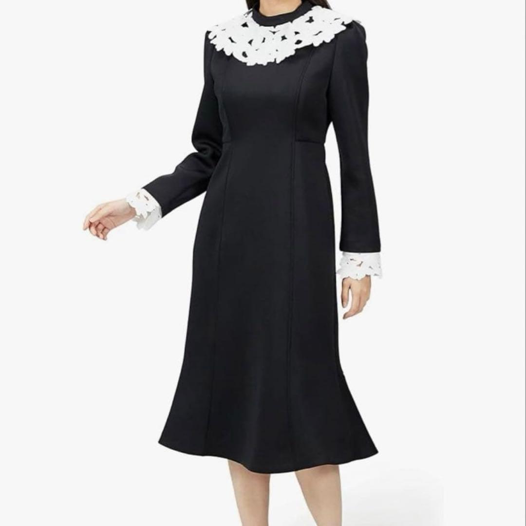 セルフォード/ブラック レース襟 ワンピース　36