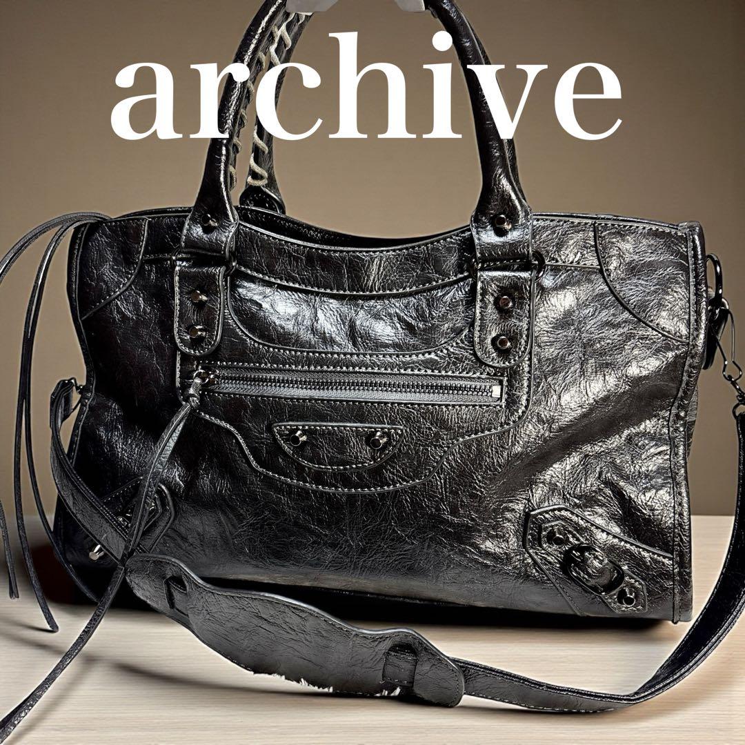 00s y2k アーカイブ シワ加工 レザー バッグ ショルダー可 A4