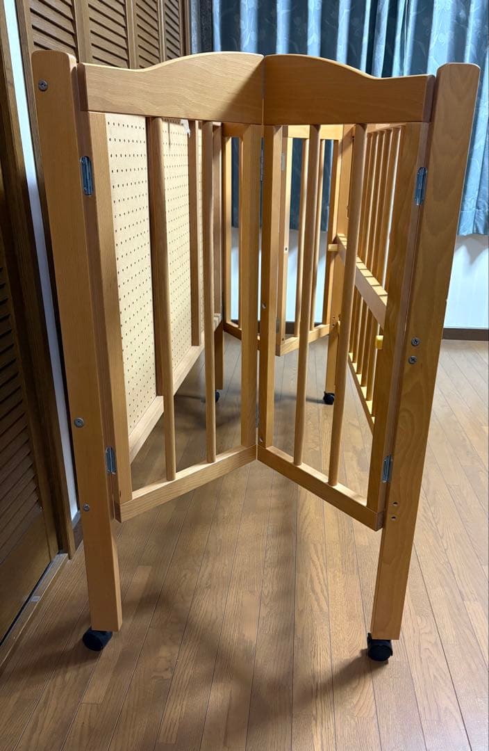 【安心日本製】石崎家具　ベビーベッド　スリーピー　折りたたみキャスター付