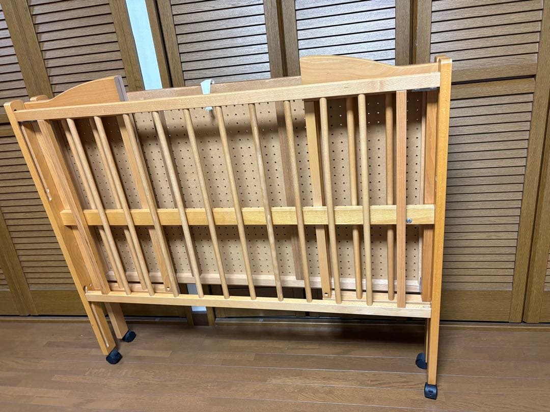 【安心日本製】石崎家具　ベビーベッド　スリーピー　折りたたみキャスター付