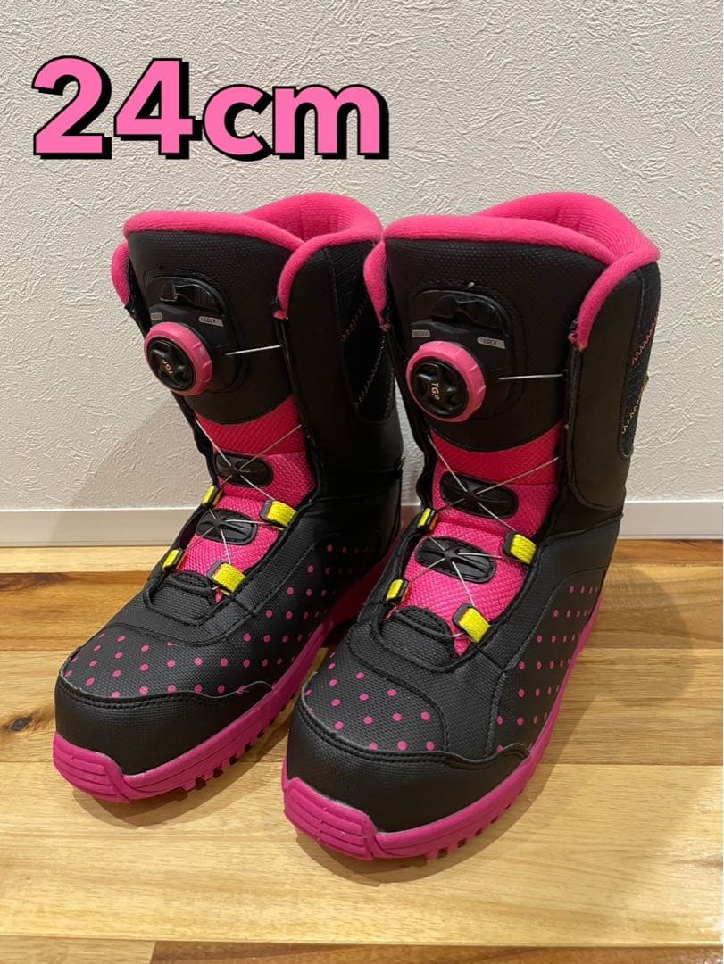 ［美品］スノーボードボアブーツ ブラック＆ピンク/24cm