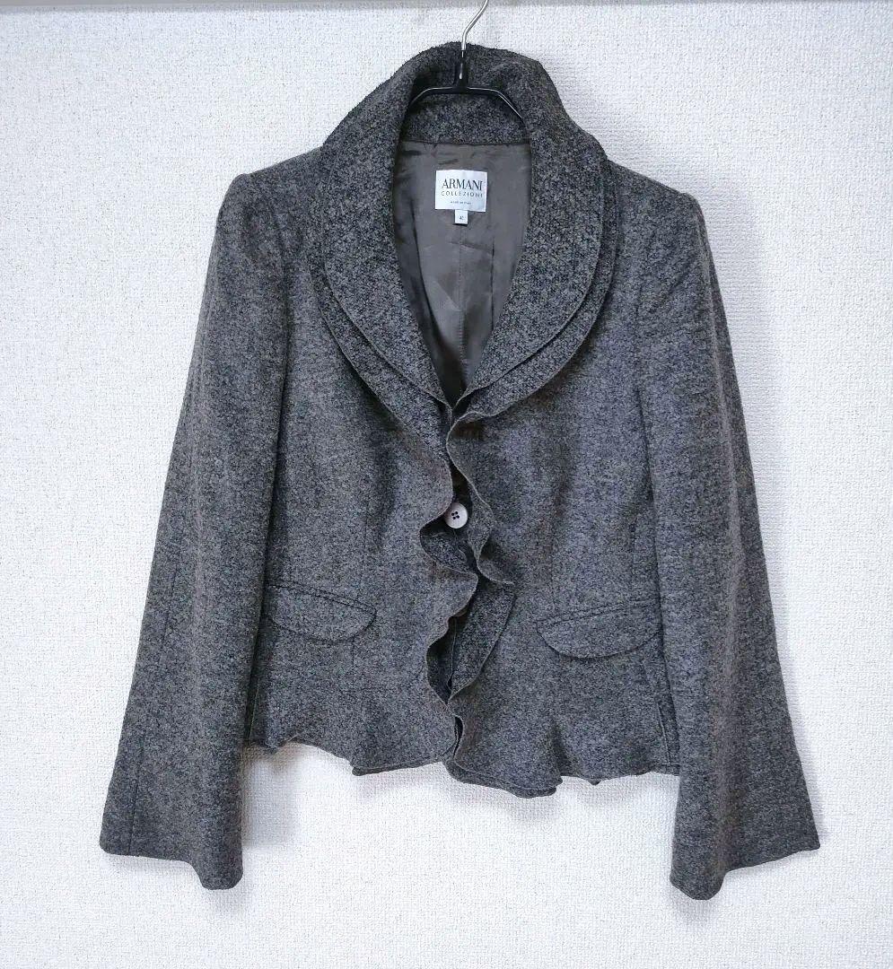 アルマーニコレツィオーニARMANI　フリル襟　ジャケット　コート　グレー　40
