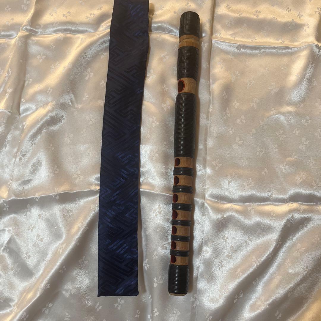 天然煤真竹八つ割管籐巻き龍笛　内袋付