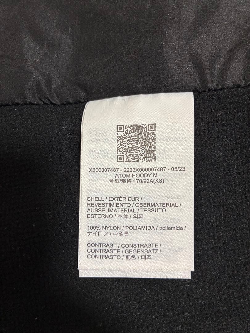 【美品】ARC'TERYX Atom LT Hoody メンズXS ブラック