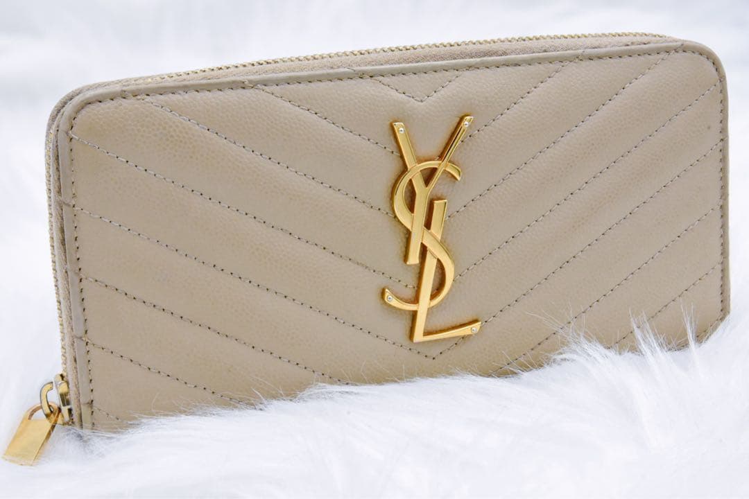 SAINT LAURENT ラウンドファスナー　カサンドラ　ベージュ