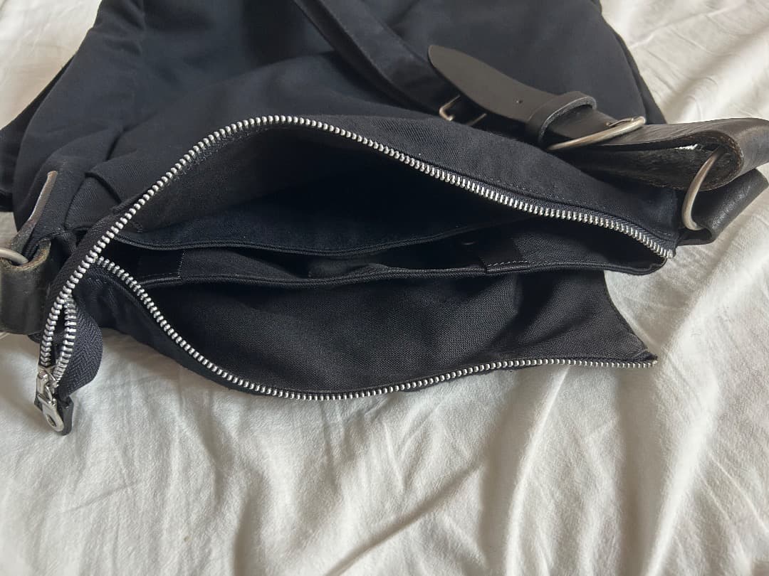 Y’s for men ショルダーバッグ 大容量 ウールギャバ レザー