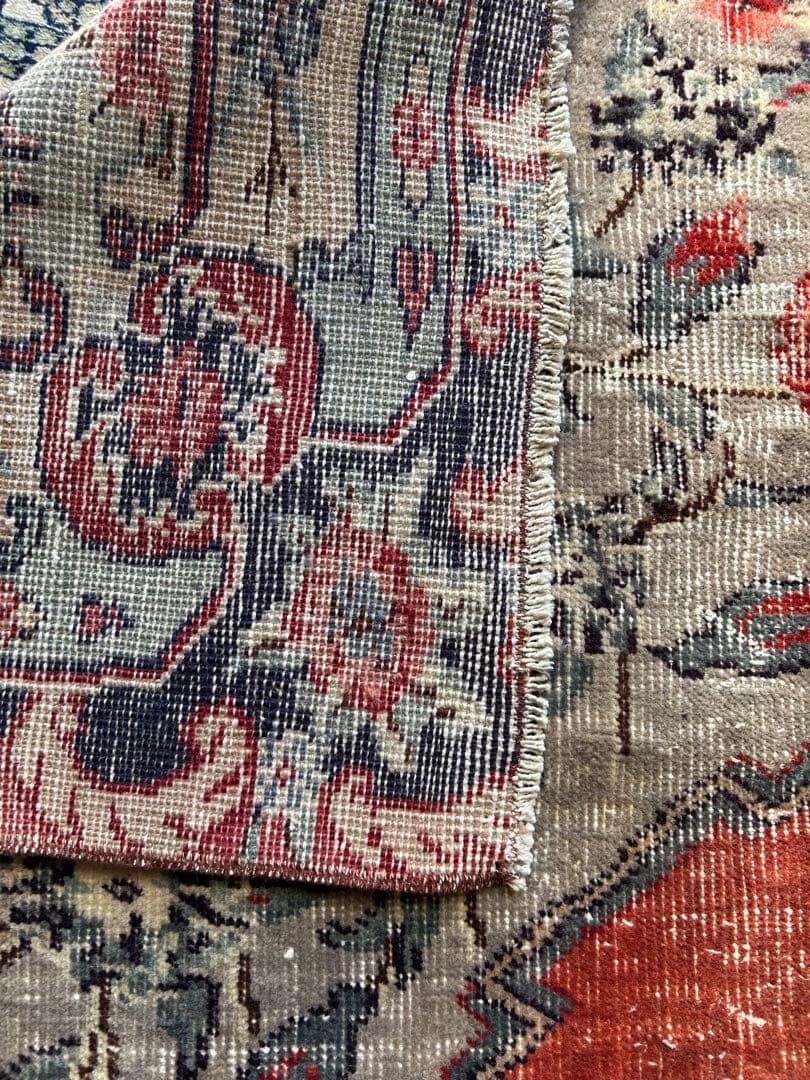 265×88 シャービー茜色 ハーフメダリオン ヴィンテージ トルコラグ