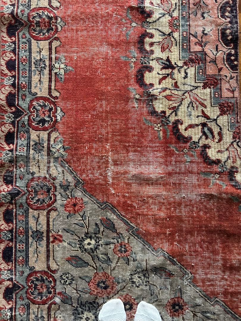 265×88 シャービー茜色 ハーフメダリオン ヴィンテージ トルコラグ