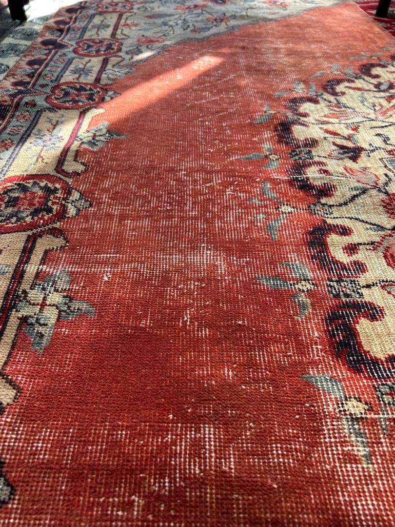 265×88 シャービー茜色 ハーフメダリオン ヴィンテージ トルコラグ