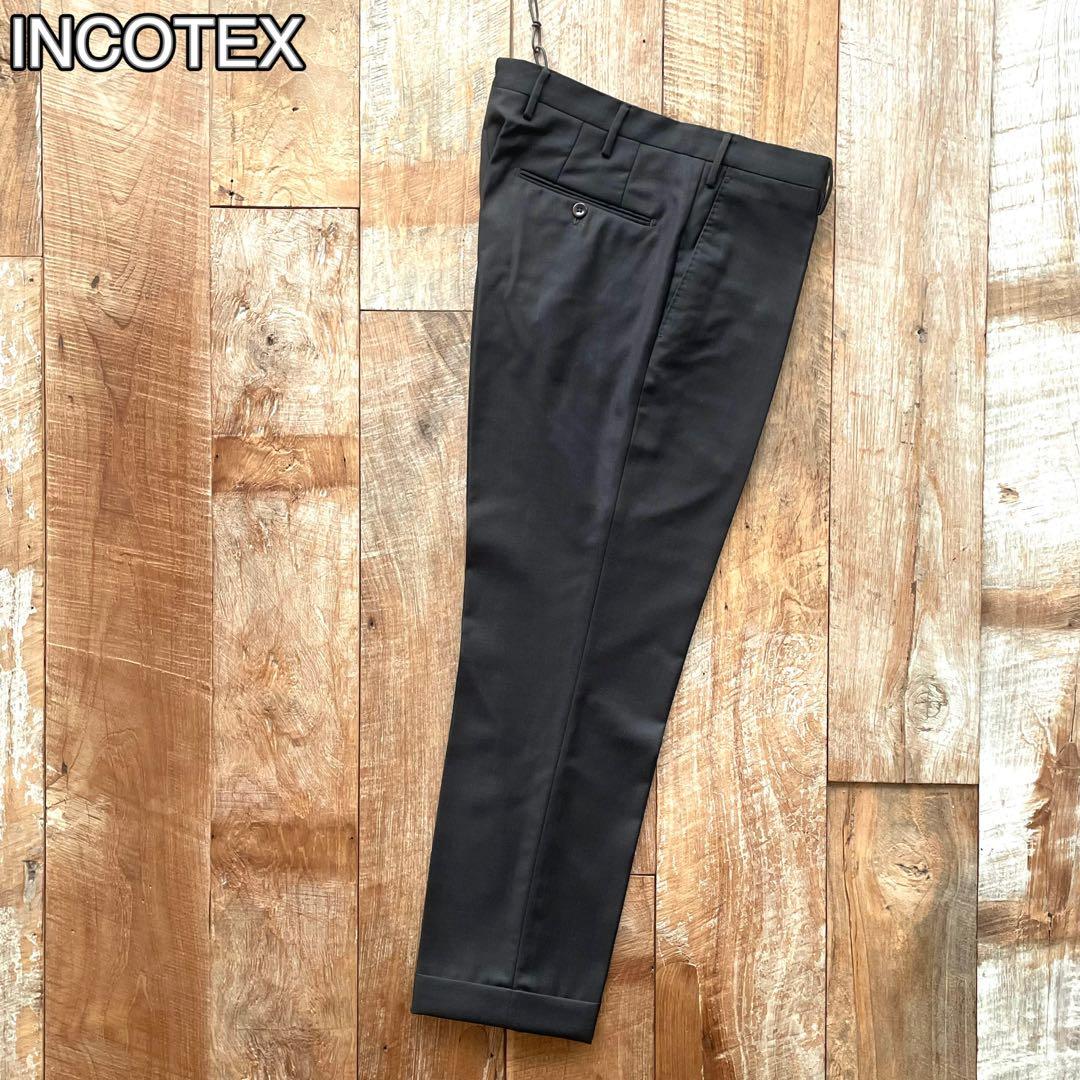 【美品】INCOTEX SUPER100'S ウール スラックス パンツ 48