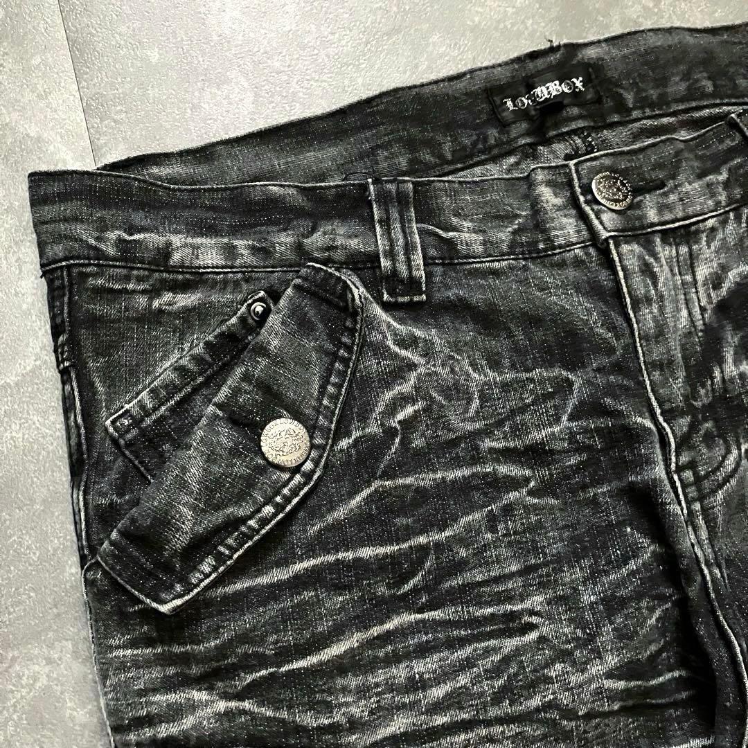 00s black cargo flared pants Y2K ロング丈