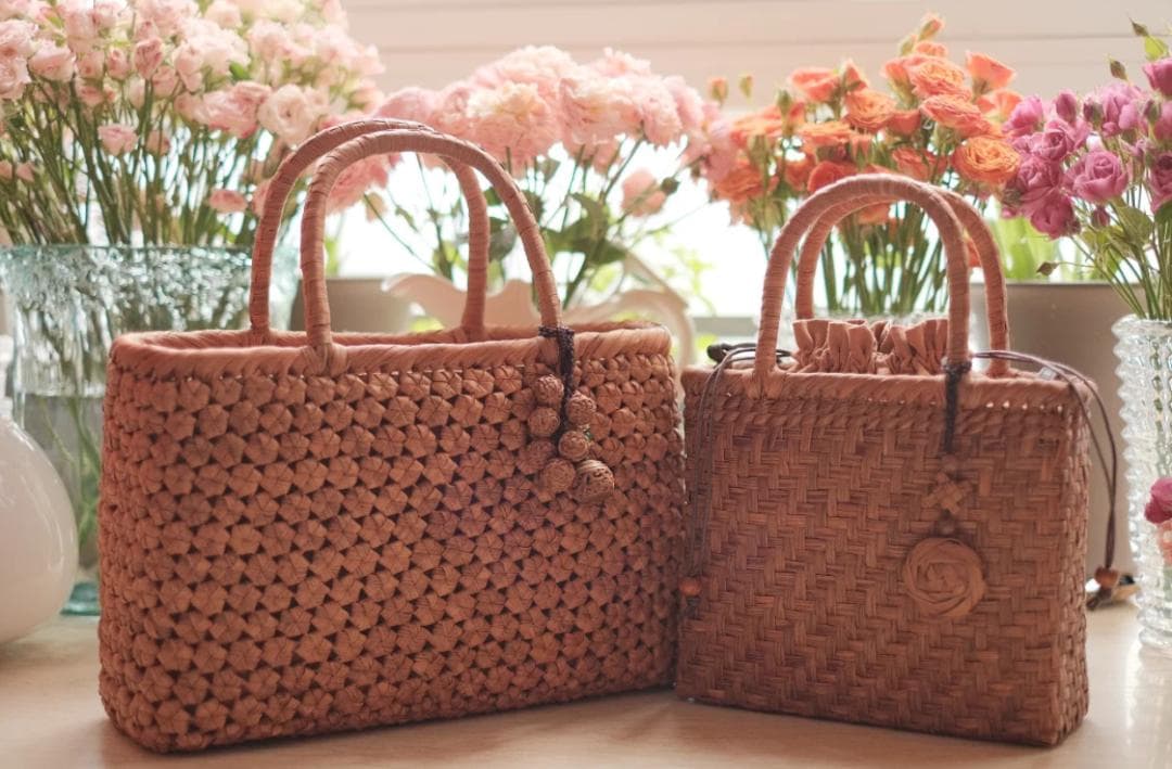 【期間限定】山葡萄 かごバッグ 網代編み 職人手編み 籠 内布付 専属リンクき