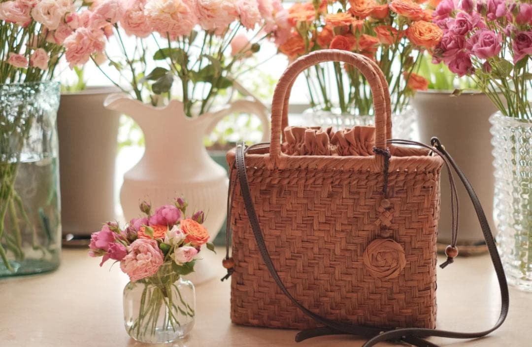 【期間限定】山葡萄 かごバッグ 網代編み 職人手編み 籠 内布付 専属リンクき