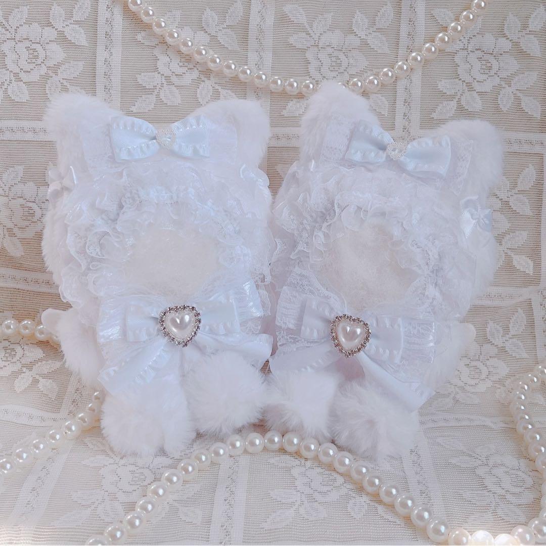 b.200 ぬい服 12cm ちびぐるみ 着ぐるみ おすわり 白猫セット