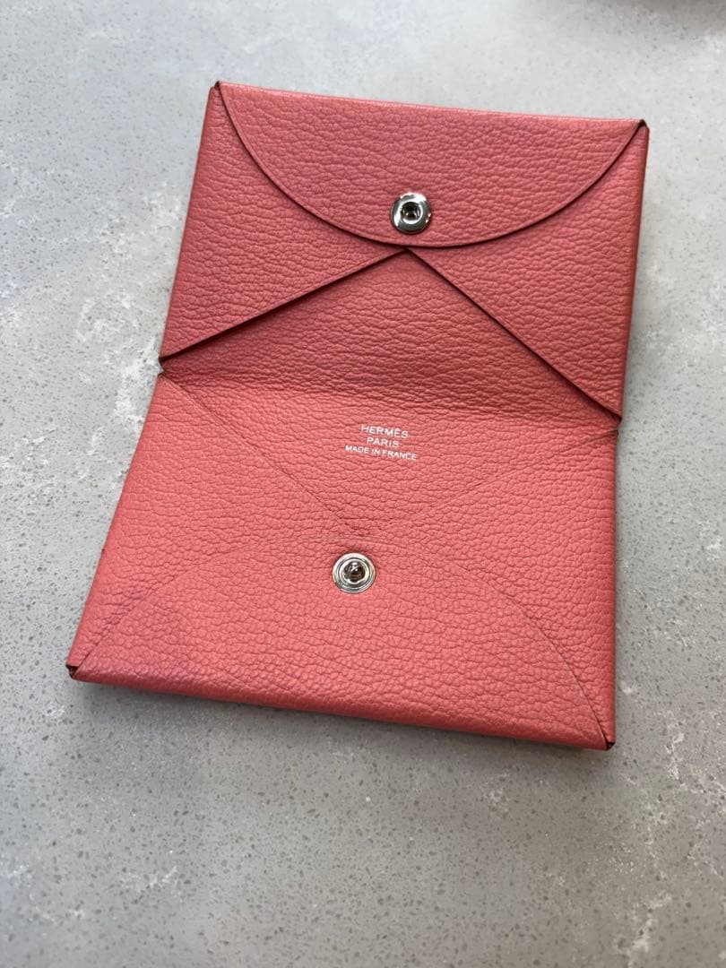 HERMES カルヴィ　ピンク　名刺入れ　カードケース　エルメス