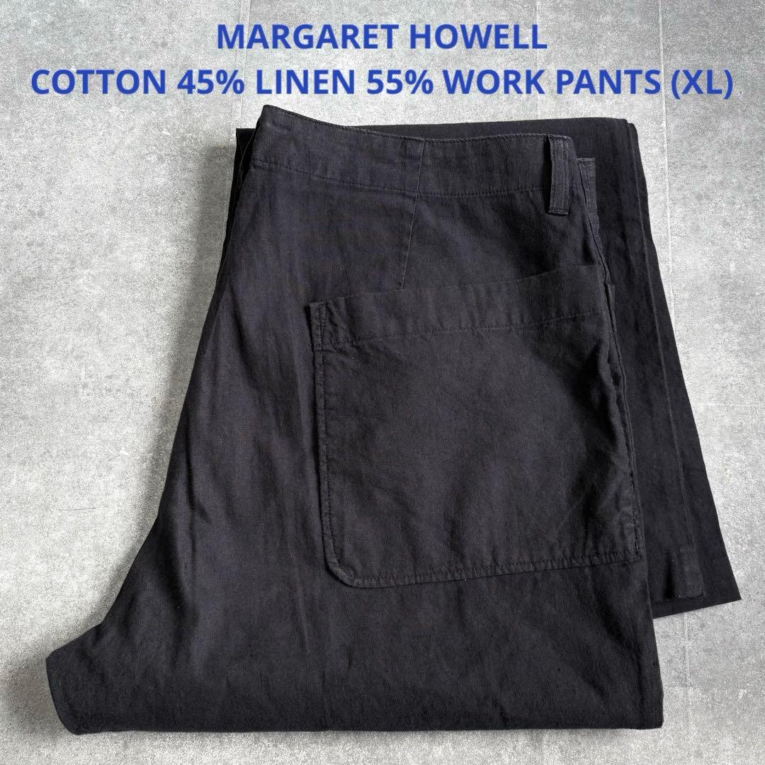 【美品】マーガレットハウエル コットンリネン ワークパンツ ワイドフィット XL