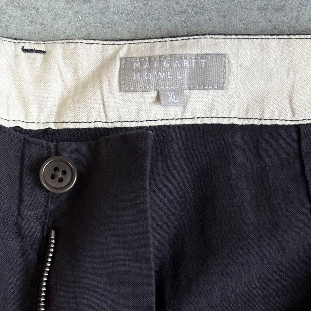 【美品】マーガレットハウエル コットンリネン ワークパンツ ワイドフィット XL