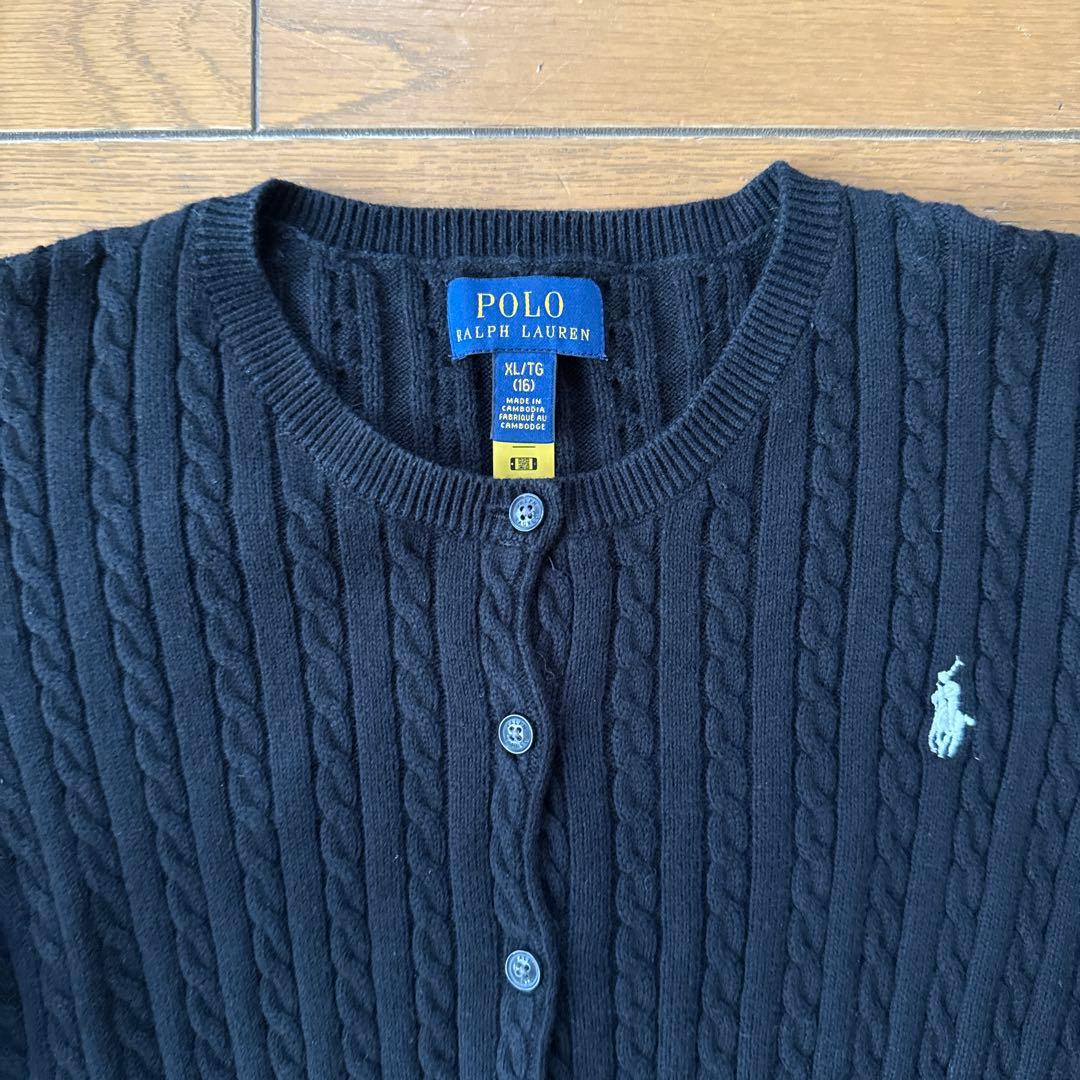 美品 Polo RALPH LAUREN ケーブルカーディガン S相当 ブラック