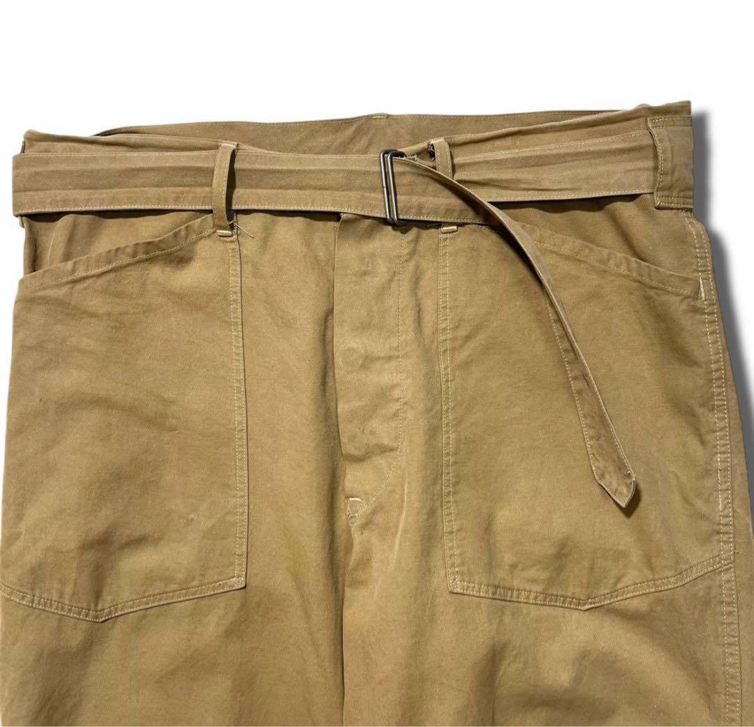 COMOLI ベルテッド パンツ 2 カーキ ストレート トラウザーズ コモリ