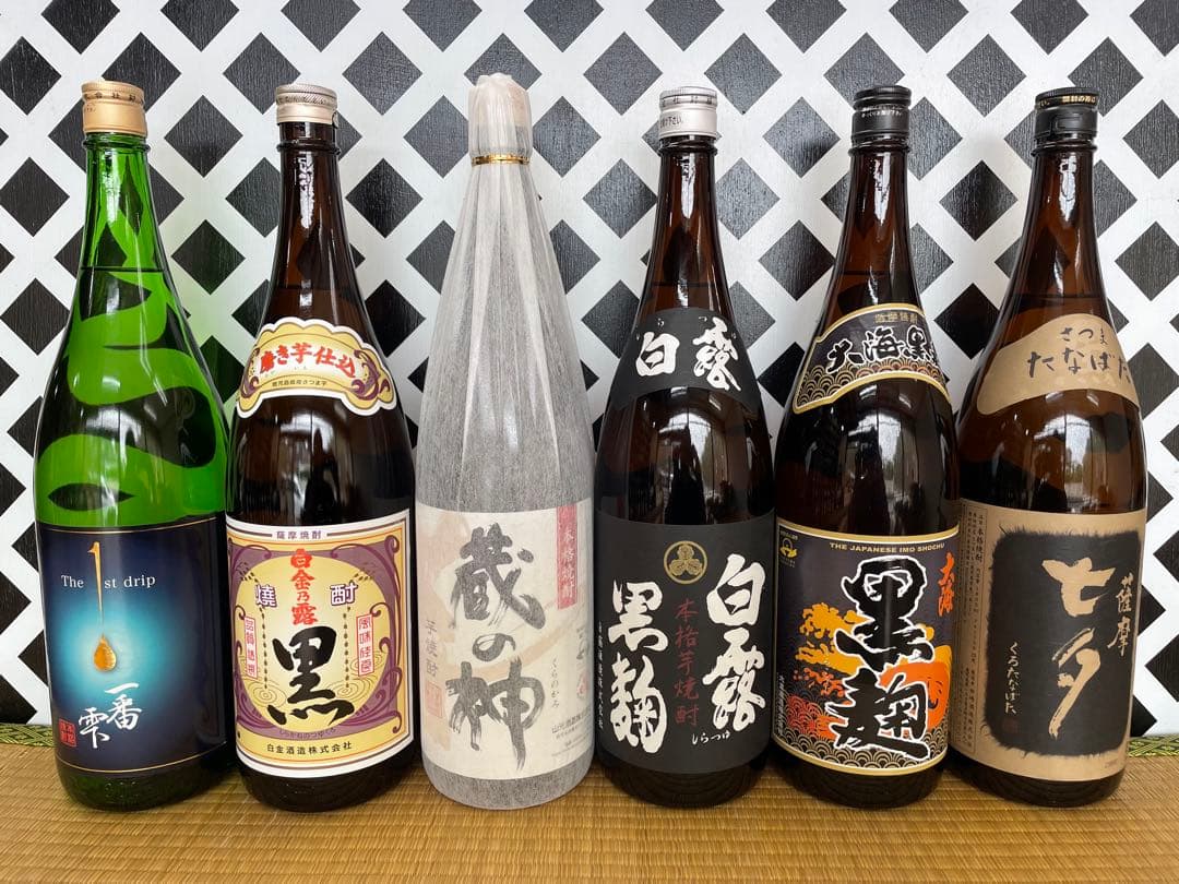 鹿児島本格焼酎セット 一番雫 白金の黒 蔵の神 白露黒麹 大海黒 七夕黒