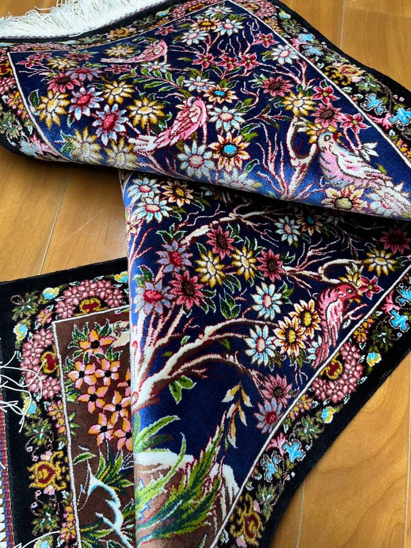 最高級 ペルシャ絨毯シルク イラン クム産 約61万ノット30×90cm