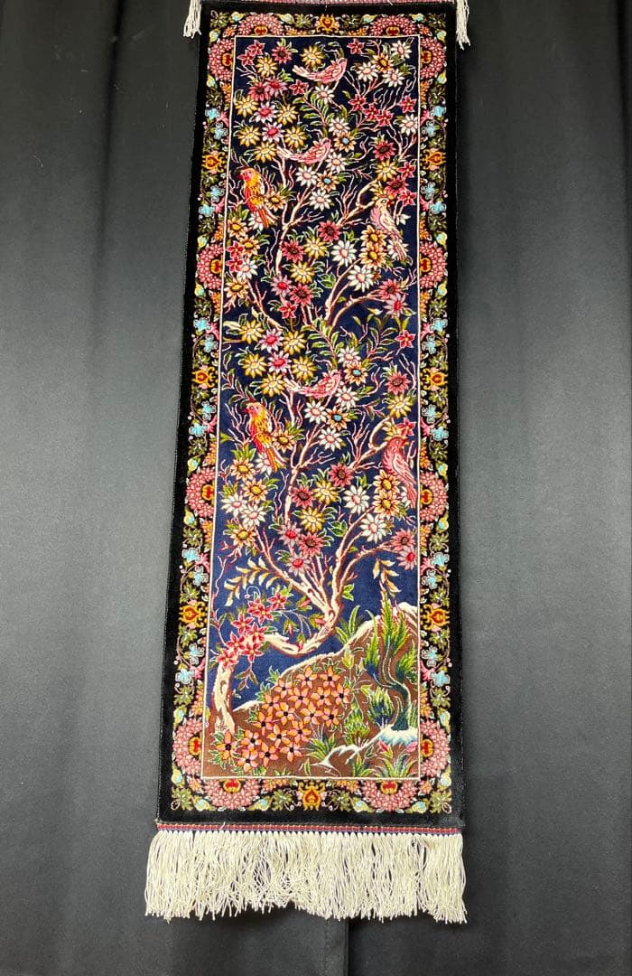 最高級 ペルシャ絨毯シルク イラン クム産 約61万ノット30×90cm