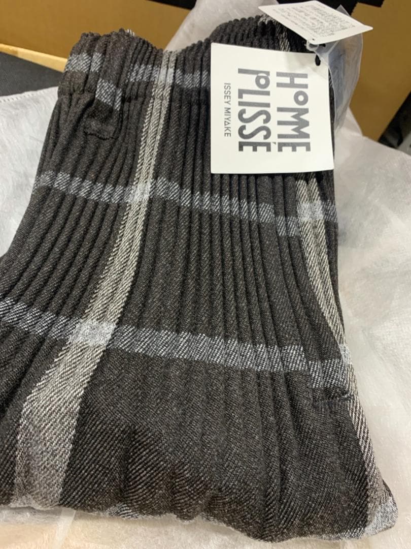 HOMME PLISSE PANTS FF308 黒チェック2サイズ