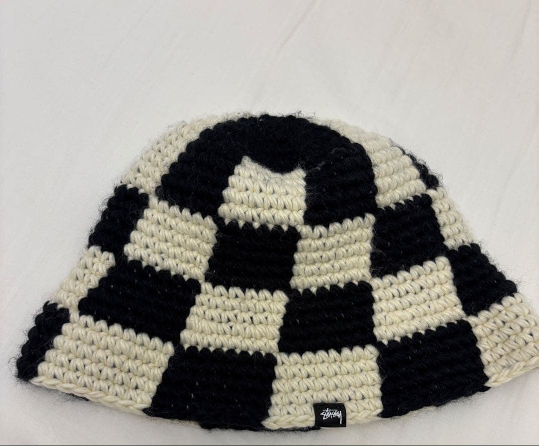 未使用STUSSY 23AW BUCKET HAT CHECKER KNIT