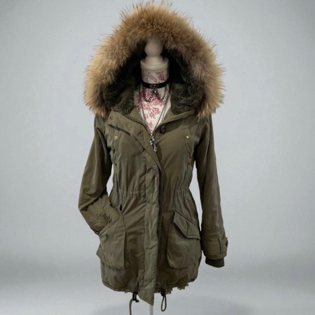 平成ギャル y2k ミリタリージャケット　鬼ファー　裏ボア　モッズコート