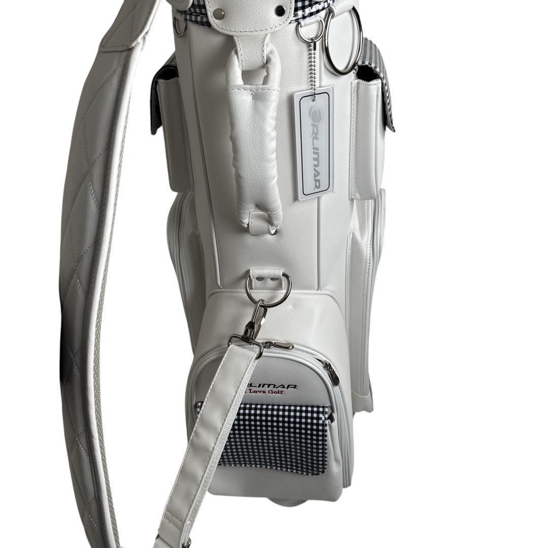 未使用 オリマー キャディバッグ 白 レディース キルティング チェック 訳あり