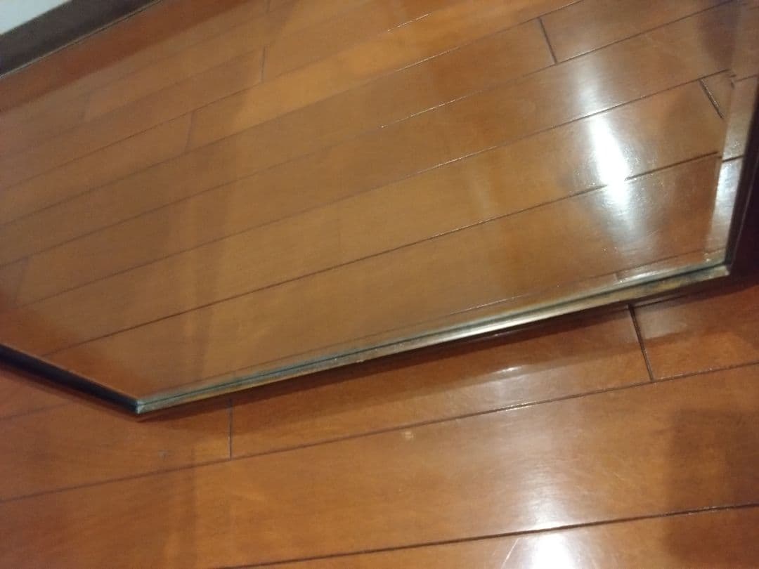 まるアンティークダークブラウン姿見　鏡