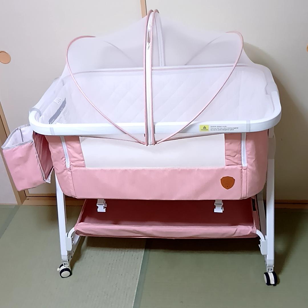 HZDMJ ベビーベッド ピンク　折りたたみ　取扱説明書付属