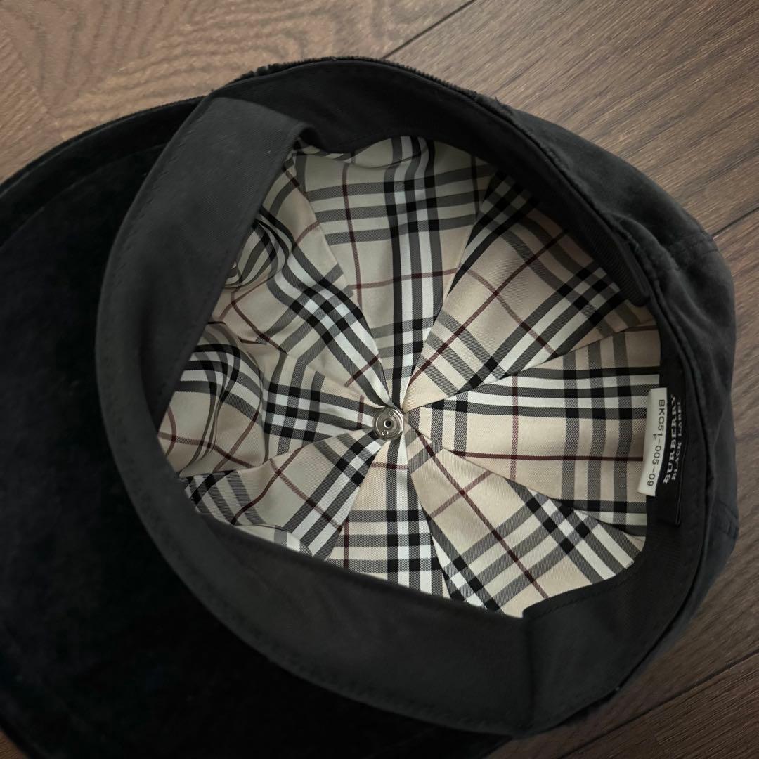希少 カシミヤ BURBERRY ブラックレーベル ベロア ハンチング帽 帽子