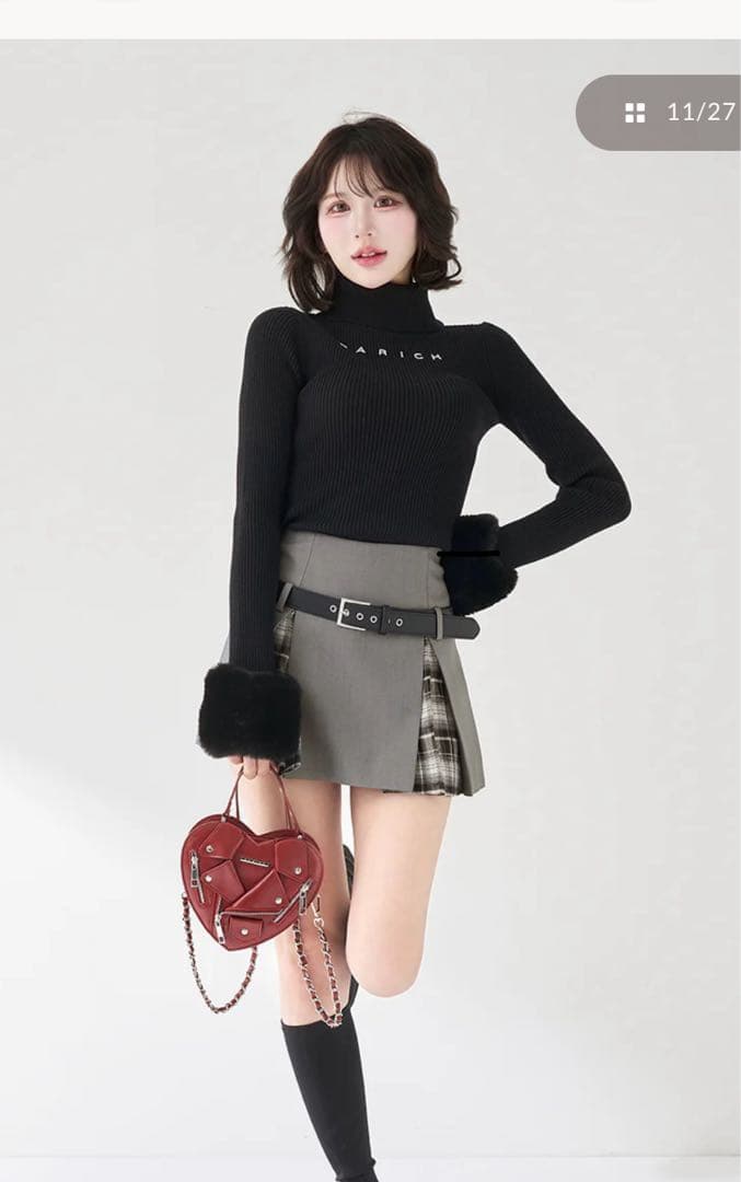 Darich ダーリッチ チェックドッキングミニスカート グレー Sサイズ