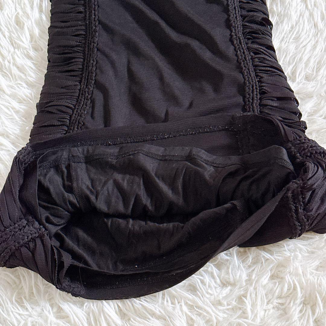 ジャンポールゴルチエ ノースリーブワンピース サイドギャザー ストレッチ素材 黒