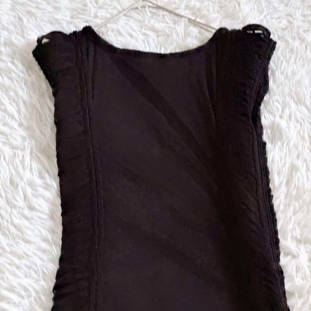 ジャンポールゴルチエ ノースリーブワンピース サイドギャザー ストレッチ素材 黒