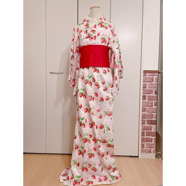 Angelic Pretty いちごミルフィーユ 浴衣・作り帯セット ミント