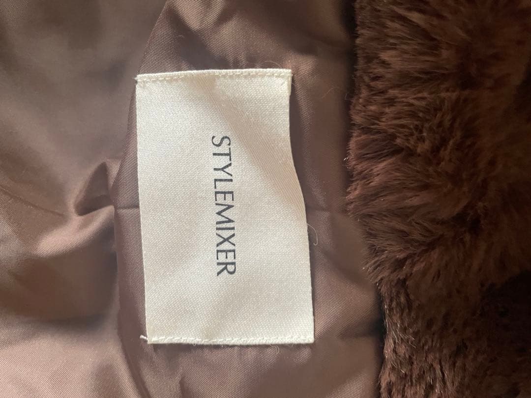 【スタイルミキサー】フードフェイクファーコート　チョコレートブラウン