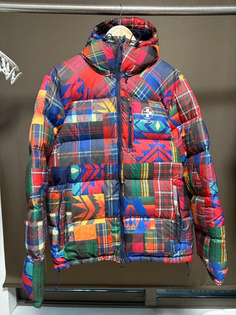 RLX マルチカラー チェック柄 ダウンジャケット
