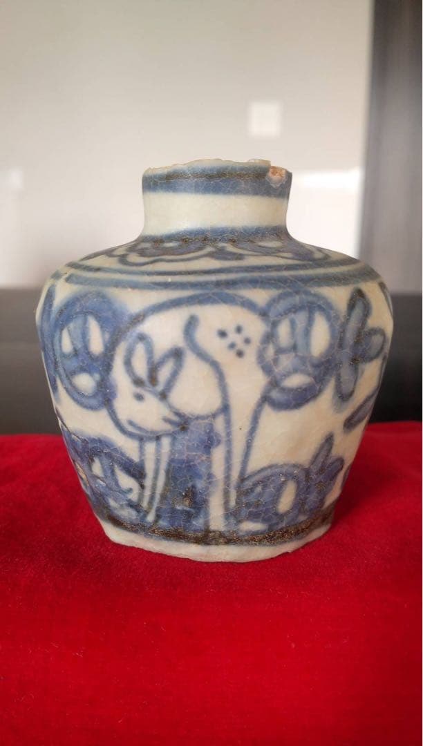 安南　中国美術　古陶磁　古美術　小壷　鹿　青花　振り出し