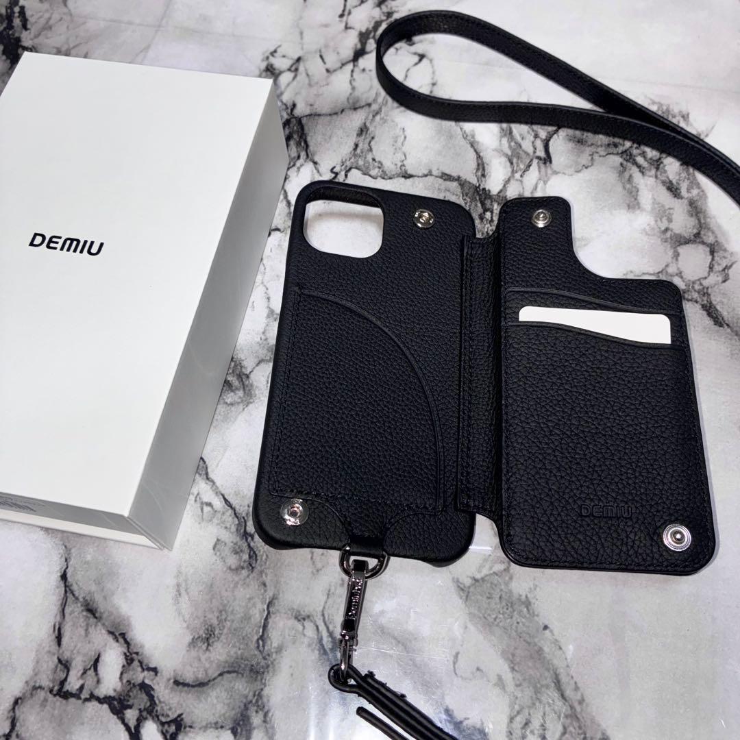 DEMIU スタッズ付き ブラック レザー iPhoneケース iPhone14