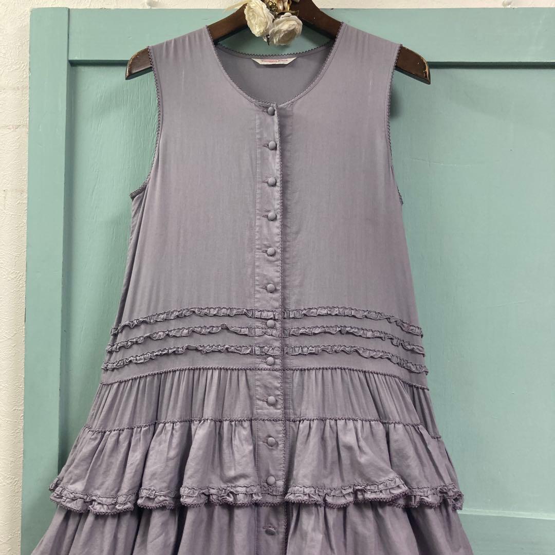 ワンダフルワールド 綿ローン ティアードワンピース パープル