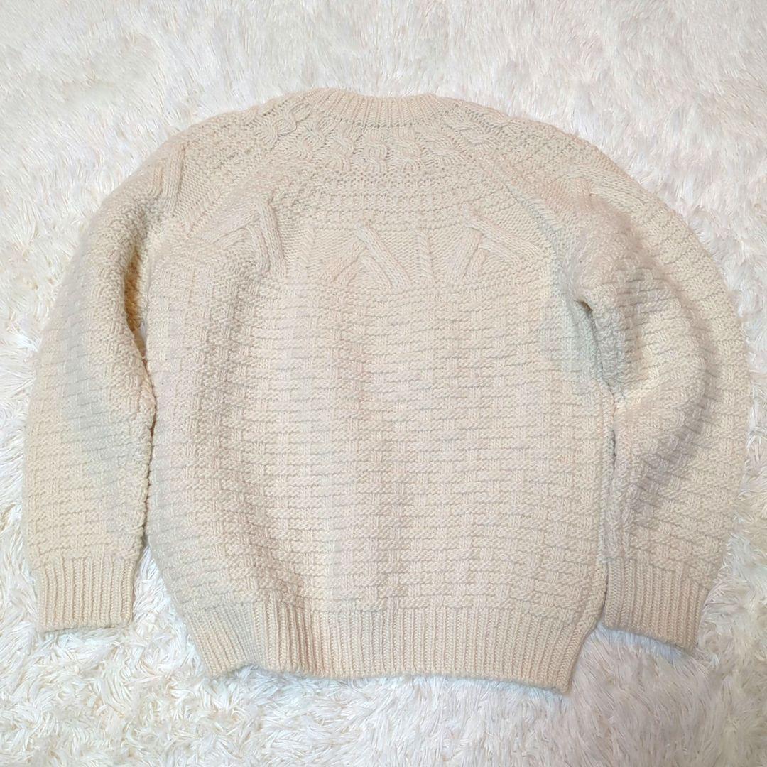 美品　BATONER SPREAD ARAN CREW NECK　ホワイト　1