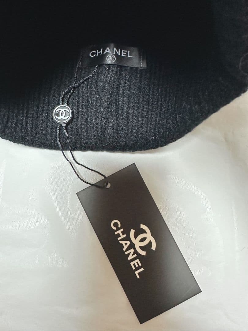 CHANEL ブラックニット ビーニー 新品タグ付き