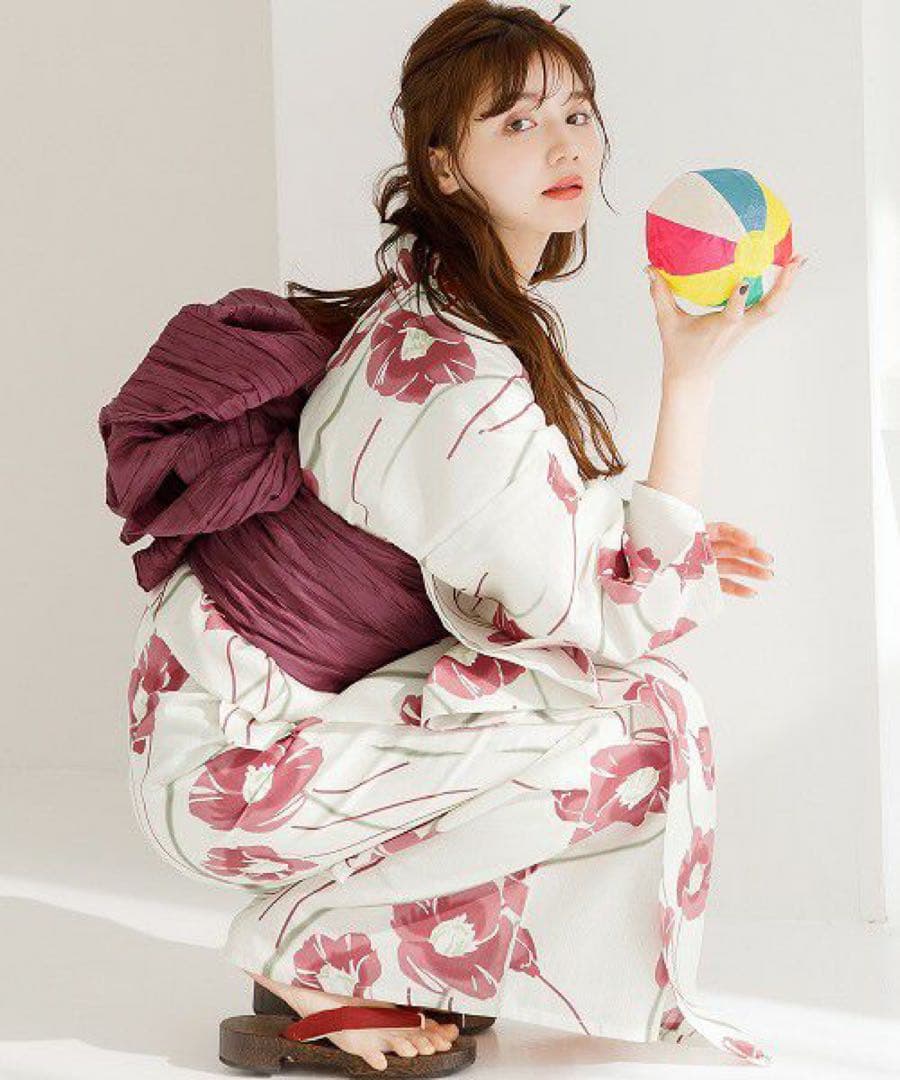 Dita 浴衣 大正椿流れ 浴衣・帯・下駄セット