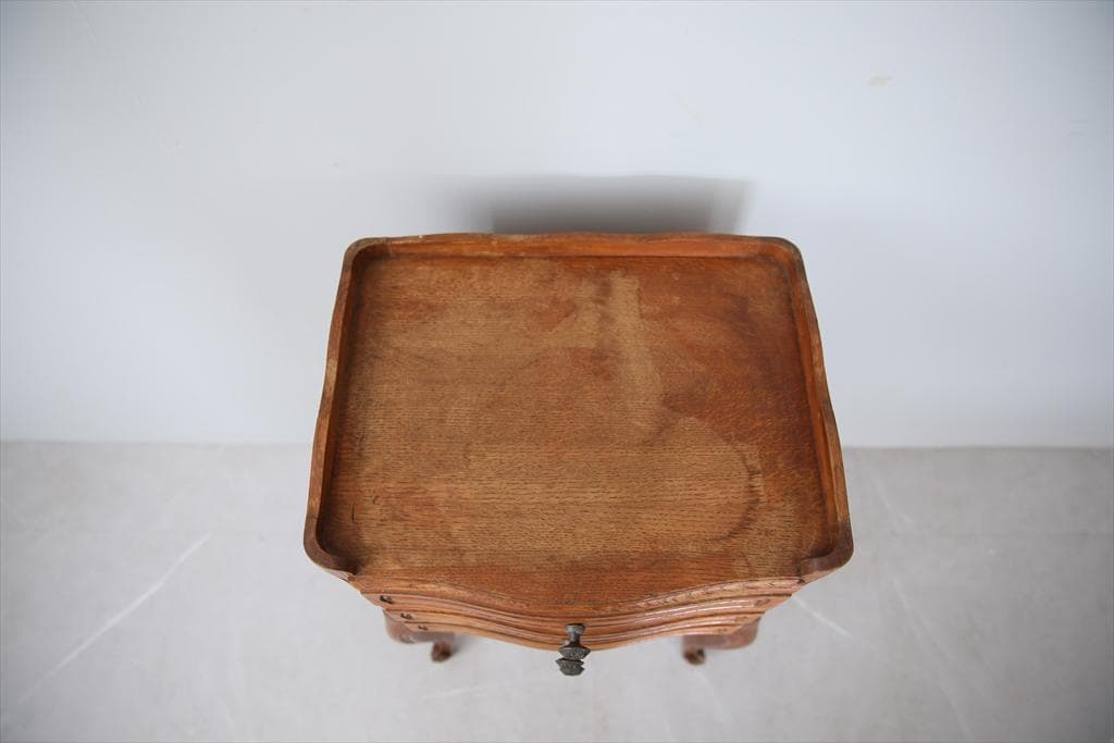 フランスアンティーク猫脚ナイトテーブル/木製キャビネット机飾り棚(82-129)