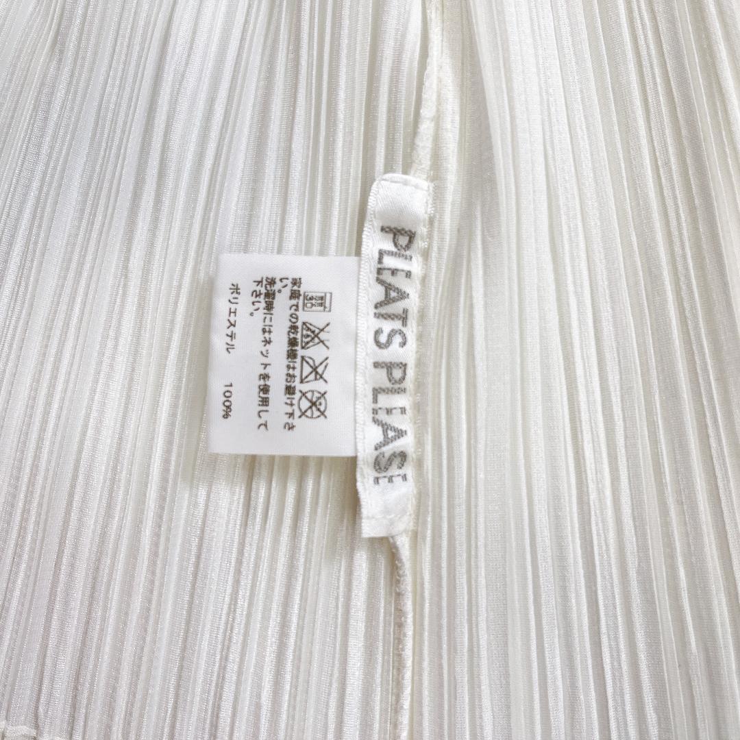 イッセイミヤケ プリーツプリーズ カーディガン 白 3 L 七分袖